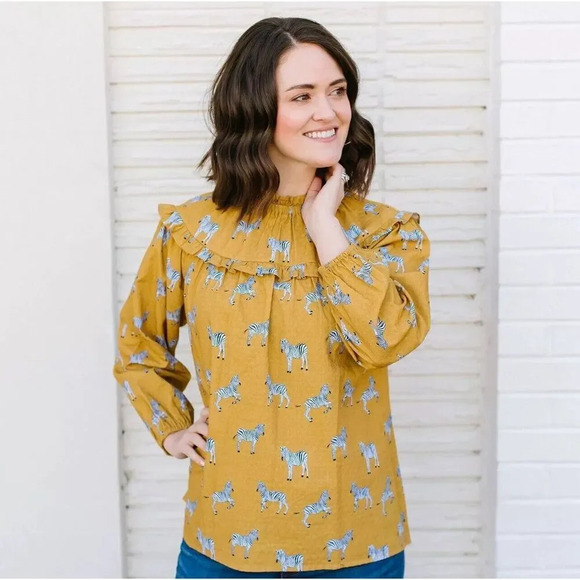 Michelle McDowell Top Robin Lucky Stripe Mineral Zebra Cotton Rayon Blend Sz XL - Picture 1 of 4